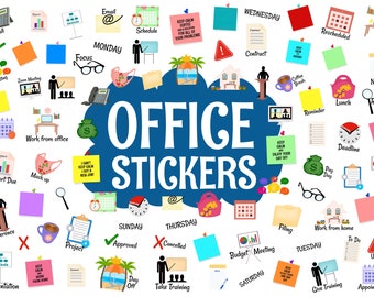 Office Digital Stickers, Precropped Digital Planner Stickers, GoodNotes Stickers, PNG Bonus Files, Planner Stickers, Office job stickers