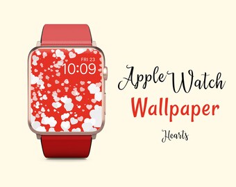 Fondo de pantalla de corazones para Apple Watch, diseño de fondo rojo (descarga digital)
