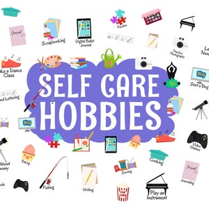 Zelfzorg hobby's digitale stickers, voorgesneden digitale plannerstickers, GoodNotes-stickers, 25 png-bonusbestanden, png's, plannerstickers
