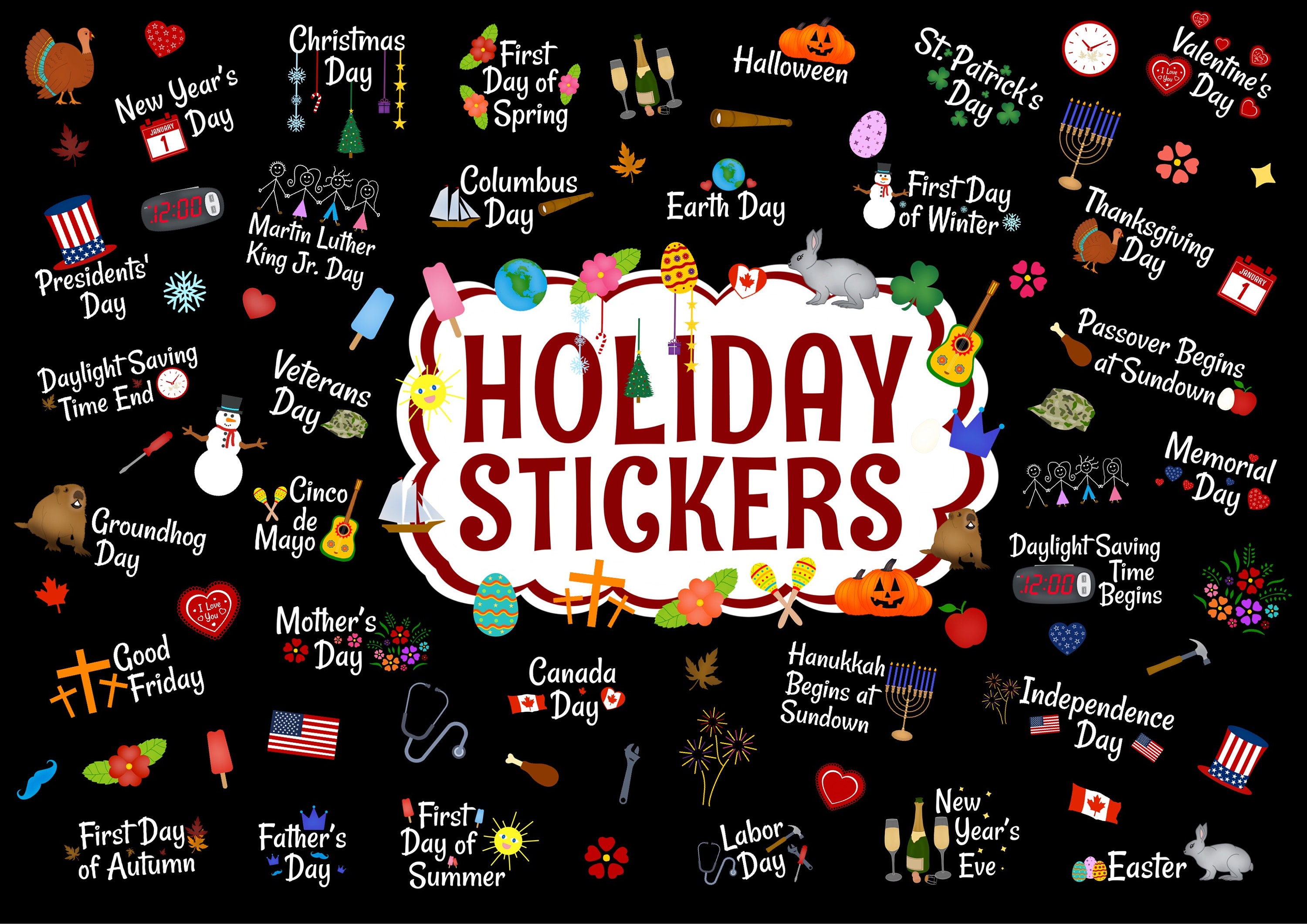 Holiday Planner Stickers, Holiday Stickers Goodnotes, Holiday Stickers,  Precropped, Goodnotes Stickers, Stickers for Planner 