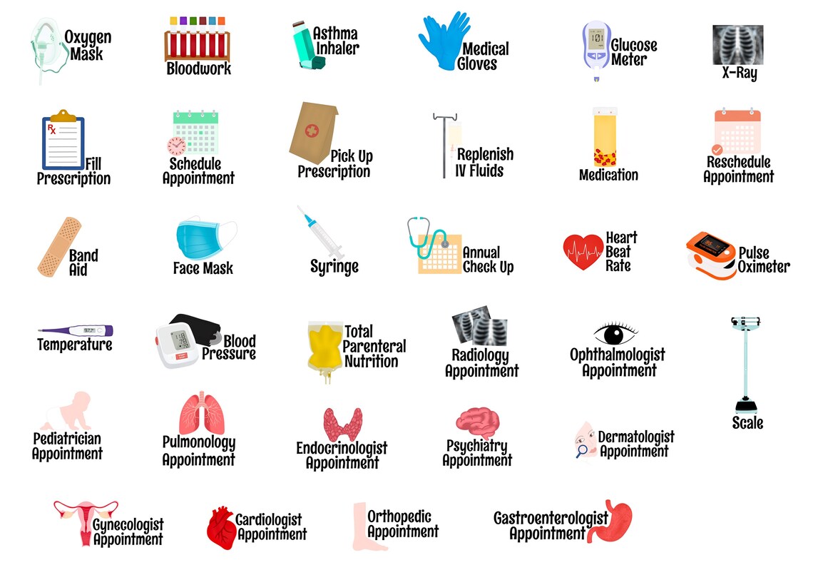 Medical Digital Stickers, Health Appointments, Medical Equipment ...
