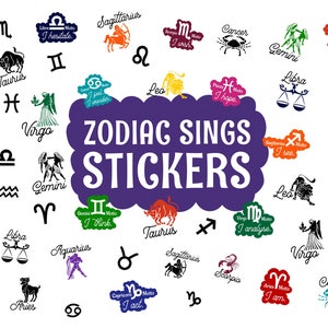 Adesivi digitali Zodiac Sings, simboli dell'oroscopo, adesivi per planner digitali pretagliati, adesivi GoodNotes, PNG, adesivi per planner digitali