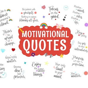 Motivational Quotes Digital Stickers, Precropped Digital Planner ...