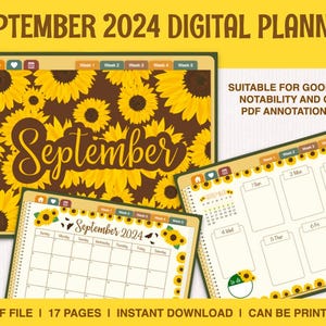 Digital planner för Sunflower för september 2024 (PDF)