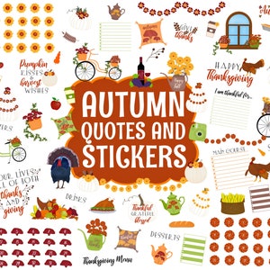 Herbst Zitate und Aufkleber, Herbst Precropped Digital Planner Aufkleber, GoodNotes Aufkleber, PNGs, Planer Aufkleber, Herbst Aufkleber, Ernte