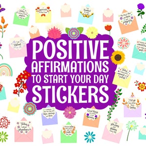 Positive Affirmationen für den Start in den Tag Digitale Aufkleber, vorgeschnittene digitale Planeraufkleber, GoodNotes Aufkleber, PNGs, Planeraufkleber