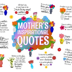 Mother&#39;s Inspirational Quotes Digital Stickers, Precropped Digital Planner Stickers, GoodNotes Stickers, PNG, Planner Stickers Mother&#39;s Day