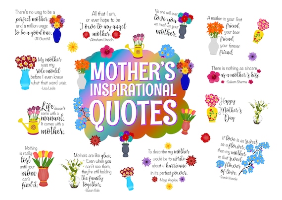 Mother's Inspirational Quotes Digital Stickers Precropped - Etsy