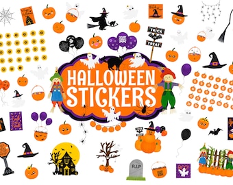 Halloween Digital Stickers, Halloween Precropped Digital Planner Stickers, GoodNotes Stickers, PNGs, Planner Stickers, Trick or Treat