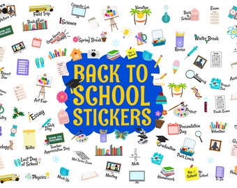 Back to School Digital Stickers, Student Precropped Digital Planner Stickers, GoodNotes Stickers, 101 PNG Files, PNGs, Planner Stickers