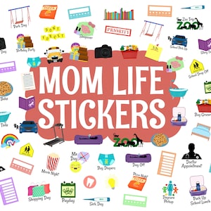 Mom Life Digital Stickers, Precropped Digital Planner Stickers, GoodNotes Stickers, Basic Stickers, Bonus Stickers, PNGs, Planner Stickers