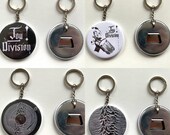 Rock Punk New Wave Music Inspired Bottle Opener Key Ring Key Chain 58mm Joy Division Logo , An Ideal For Living, Unknown Pleasures