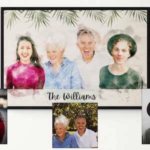 Custom Watercolor Family Portrait: Photo to Painting, Add Loved Ones