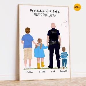 Custom Police Dad Portrait Gift: Military Father Keepsake (Digital or Print)