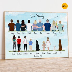 EXTRA LARGE FAMILY Portrait | Custom Big Family Print, Personalized sentimental gift for Grandma, Huge Family print for Mom and dad