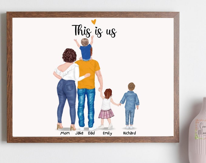 Family portrait with pet, Family portrait, Family portraits, Custom family portrait Family portraits, Personalized family, Portrait with pet