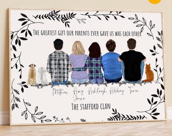 Custom Brother and Sister Portrait - Personalized Sibling Gift