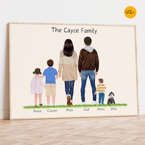 Personalized Family Portrait With Pets | Custom Family Gift | Personalised Family Print | Family Dog Print | Family Print | Perfect Family