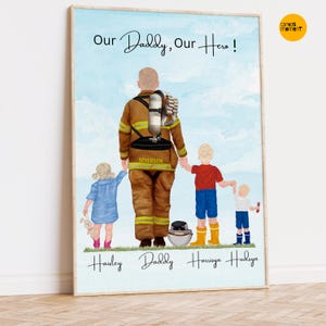 Firefighter Fathers Day Gift, Firefighter and daughter, EMT Firefighter, Firefighter and Son, Dad Gift from Kids, Dad Gift From Wife