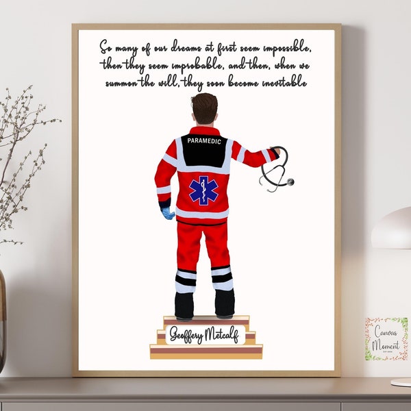 Paramedic Graduation Print, Ambulance driver gift, Custom EMT Christmas Gift, EMR retirement personalised, First responder Promotion, EMS