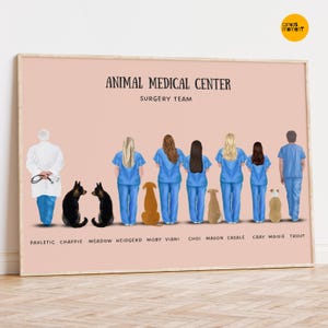 Custom Veterinary Surgery Team Artwork | Perfect Personalized Gift for Animal Lovers, Veterinarians, Vet Techs, and Pet Care Professionals