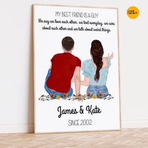 MALE BEST FRIEND Birthday Gift | Best friend portrait digital, Boy friend present, Girl and Boy friends, My best friend is a boy