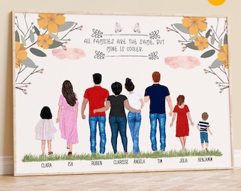 Personalized family print, Custom Portrait Print, Canvas Wall Art Decor, Customized Print of Family, Perfect Gift for new home, pastel decor