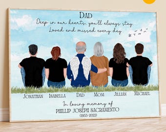 Personalized Memorial Portrait with Angel Wings: Custom Remembrance Gift
