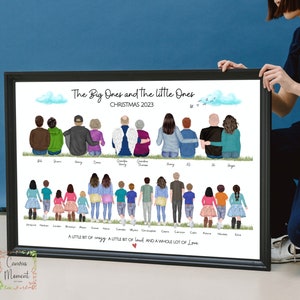 EXTRA LARGE FAMILY Portrait | Custom Big Family Print, Personalized sentimental gift for Grandma, Huge Family print for Mom and dad