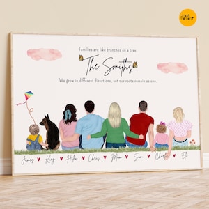 Perfect Gift from Daughter or Son, Mother Birthday Gift, Custom Family Portrait Illustration, Personalized Mother Children Wall Art