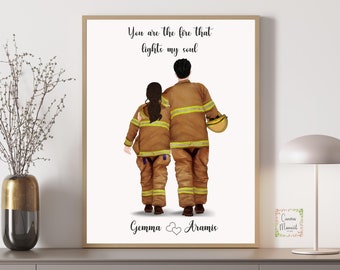 Firefighter Couple, Firefighter Gift for him, Firefighter gift for her, Emergency Services gift, Firefighter dad, Firefighter mom