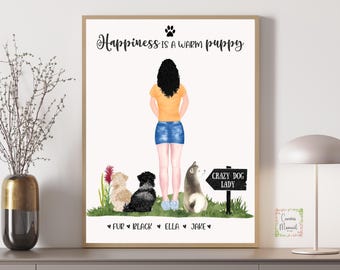 Custom Pet Portrait Print: Personalized Dog & Owner Gift, Wall Art