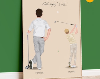Father's day golf gift, Golf Gift for Dad, Personalized Golf Gifts, Golf Swing, Golf Print Poster, Custom Golf Gifts, Golf Gifts for dad