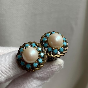 old vintage ear clips turquoise color