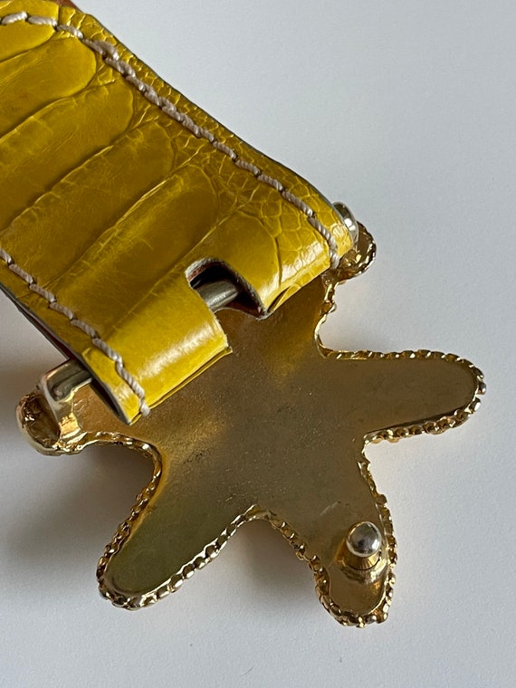 Vintage leather belt, women's belt golden starfis… - image 7
