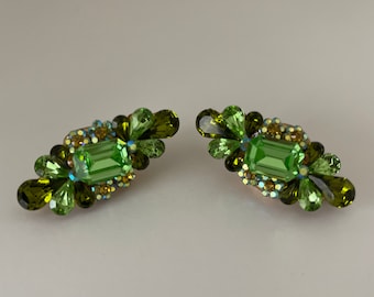 Beautiful eye-catching vintage earrings with crystals and rhinestones