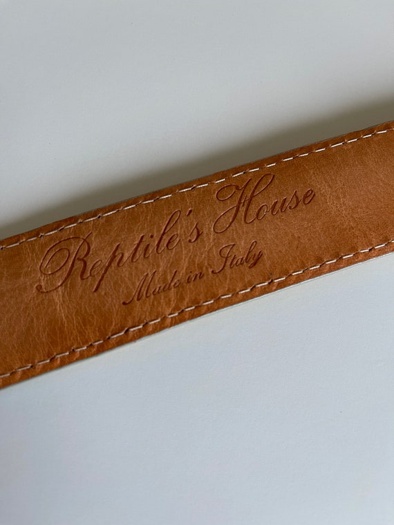 Vintage leather belt, women's belt golden starfis… - image 5