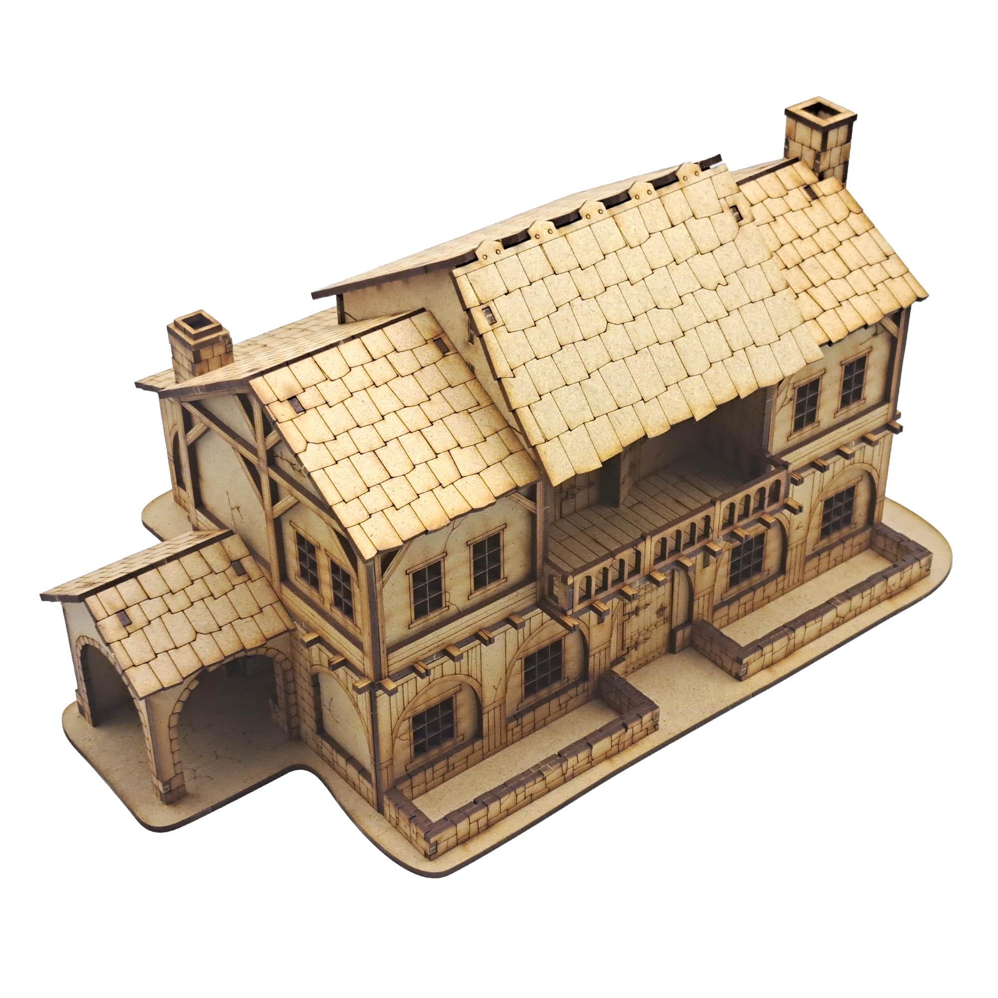 Décor De Wargame – Maison/ferme 6x8 Cm Peinte Et Floculée (Warhammer, 9th Age, AOS)