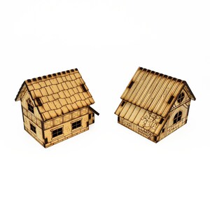 Set of 2 houses wooden Christmas decorations image 2