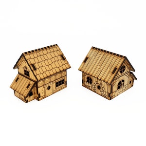 Set of 2 houses wooden Christmas decorations image 1