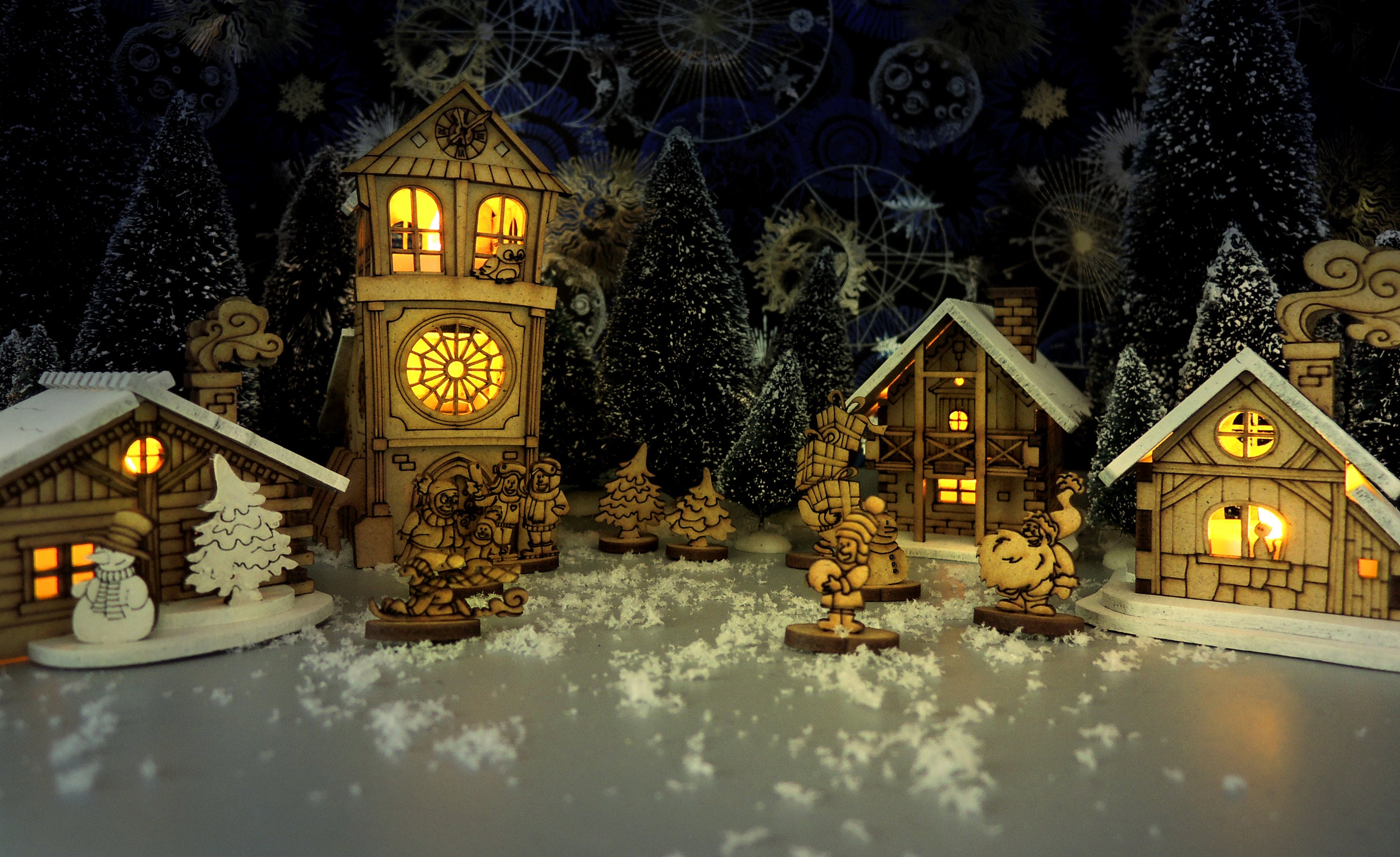 Village de Noël décoration en bois set de villageois offert -  Canada