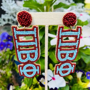 Pendientes de cuentas de semillas de la hermandad Pi Beta Phi