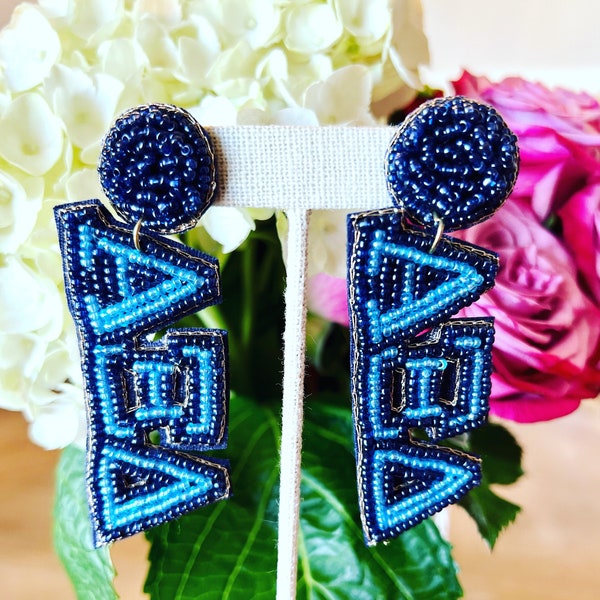 Alpha Xi Delta Sorority Seed Bead Earrings