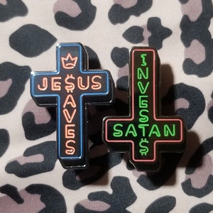 Jesus Saves Satan Invests Pin Set