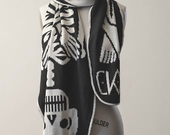 Coffin Shaped Skeleton Knit Scarf