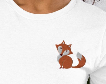 Fox Shirt Women Embroidery Lore The Fox Fox Lover TShirt  Animal Nature Shirt Fox Art Watercolor Tee Floral Fox Shirt Cute Leaves Fox Shirt