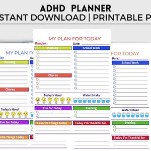ADHD Digital Printable Planner, Daily Planner, Self Care, Monthly & Yearly Goals, Monthly Tracker, Yearly Tracker, Instant Download 39 Pages
