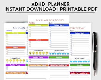 ADHD Printable Planner: Daily, Weekly, & Monthly Tracker (Digital Download)