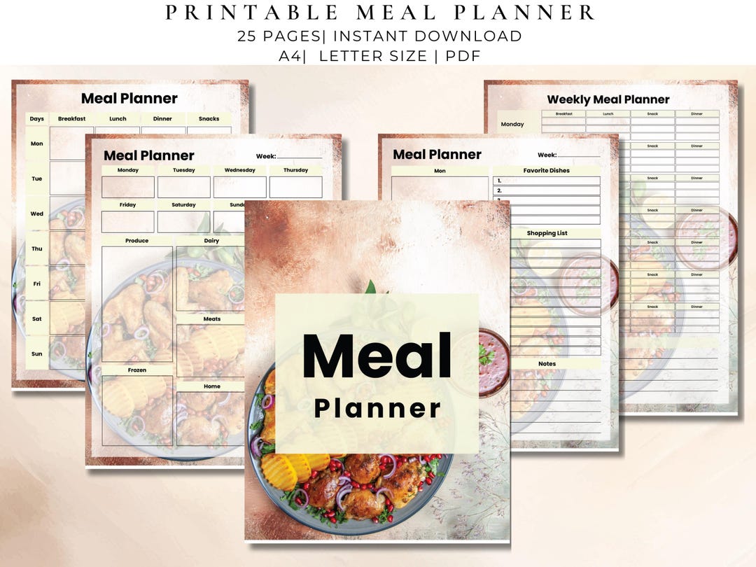 Printable Meal Planner Kit | Complete Meal Planning PDF Bundle ...