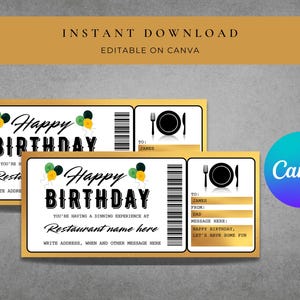 Certificado de regalo de comida personalizado / Vale de comida personalizable para ocasiones especiales / Vale digital